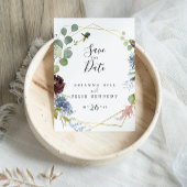 Burgundy Gold Geometric Save the Date Postkarte