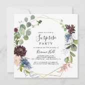 Burgundy Gold Geometric Surprise Party Einladung (Vorderseite)