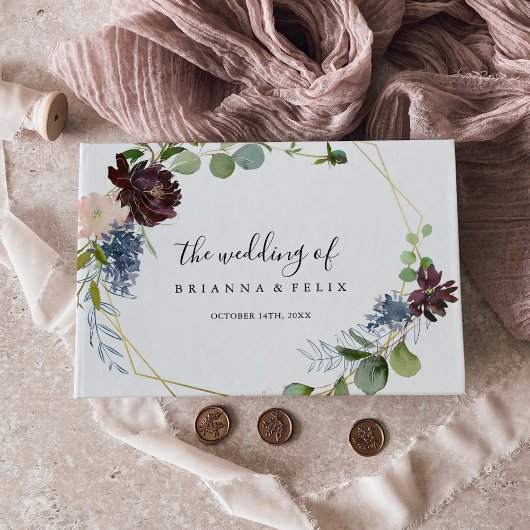 Burgundy Gold Geometric Wedding Gästebuch