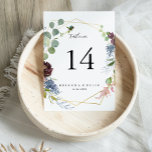 Burgundy Gold Geometric Wedding Tischnummer<br><div class="desc">Diese bordeauxrote,  geometrische Tischnummer ist perfekt für eine Winterhochzeit. Das elegante Boho Design besticht durch die Aquarellmauer,  die Blume in Rosa und Rosa im Schatten mit kunstvoll gepflegten Details. Das ist eine zweiseitige Tischnummer. Fügen Sie jede benötigte Tischnummer individuell in Ihren Warenkorb.</div>
