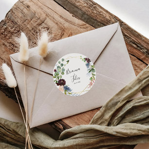 Burgundy Gold Geometric Wedding Umschlag Aufkleber