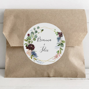 Burgundy Gold Geometric Wedding Umschlag Aufkleber