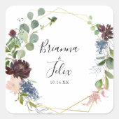 Burgundy Gold Geometric Wedding Umschlag Aufkleber (Vorderseite)