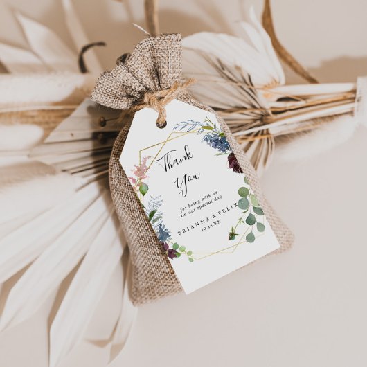 Burgundy Gold Geometric Wedding Vielen Dank Geschenkanhänger