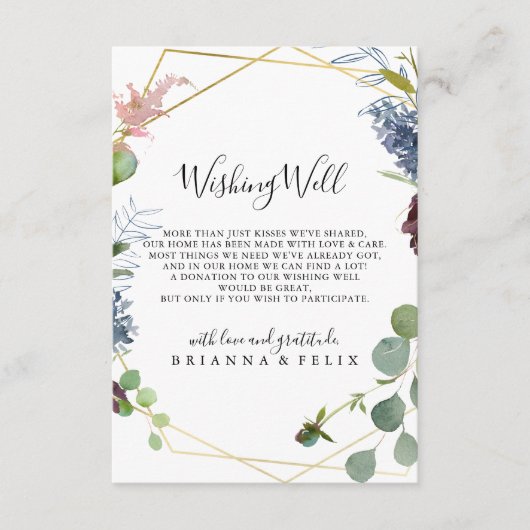 Burgundy Gold Geometric Wedding Wunsche Begleitkarte (Vorderseite)