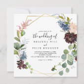 Burgundy Gold geometrisch zur Hochzeit von Einladung (Vorderseite)