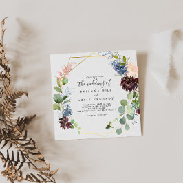 Burgundy Gold geometrisch zur Hochzeit von Einladung