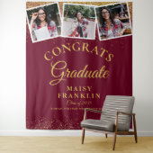 Burgundy Gold Glitzer Abschluss 3 Foto Hintergrund Wandteppich (Beispiel)