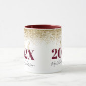 Burgundy Gold Glitzer Abschluss elegantes Skript m Tasse (Zentrum)