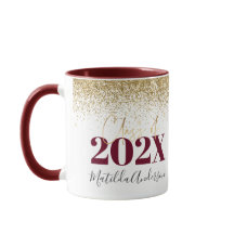 Burgundy Gold Glitzer Abschluss elegantes Skript m