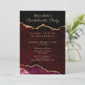 Burgundy Gold Glitzer Agate Bachelorette Einladung (Stehend Vorderseite)