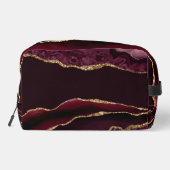 Burgundy Gold Glitzer Agate Dopp Kit Waschbeutel (Rückseite)