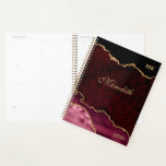 Burgundy Gold Glitzer Agate Personalisiert Planner Planer<br><div class="desc">Burgundy Rosa und Gold Glitzer agode geode Stil Personalisiert Planner</div>