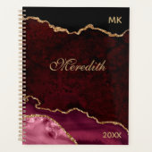 Burgundy Gold Glitzer Agate Personalisiert Planner Planer (Vorderseite)