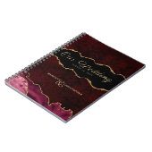 Burgundy Gold Glitzer Agate Wedding Notizblock (Linke Seite)