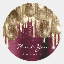 Burgundy GOLD GLITZER BALLONS TROPFEN Wedding Runder Aufkleber