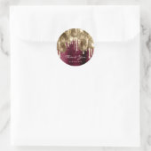 Burgundy GOLD GLITZER BALLONS TROPFEN Wedding Runder Aufkleber (Tasche)
