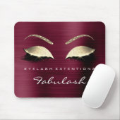 Burgundy Gold Glitzer Branding Beauty Lashes Glam Mousepad (Mit Mouse)