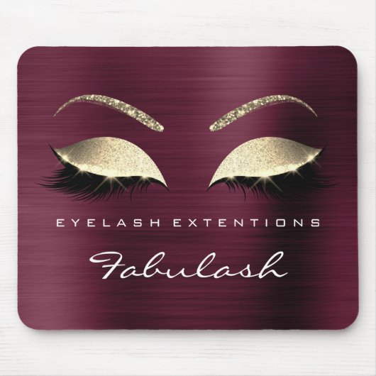 Burgundy Gold Glitzer Branding Beauty Lashes Glam Mousepad (Vorne)