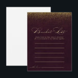 Burgundy Gold Glitzer Bucket List Cards Postkarte<br><div class="desc">Diese bordeauxroten Glitzer-Eimerkarten sind die perfekte Wahl für einen rustikalen Hochzeitsempfang oder ein rustikales Brautparty. Das schlichte und stilvolle Design besticht durch klassische und extravagante Schrift-Typografie in Gold mit Glitzer im bordeauxfarbenen Hintergrund. Das Schild der Schaufelliste wird separat verkauft.</div>