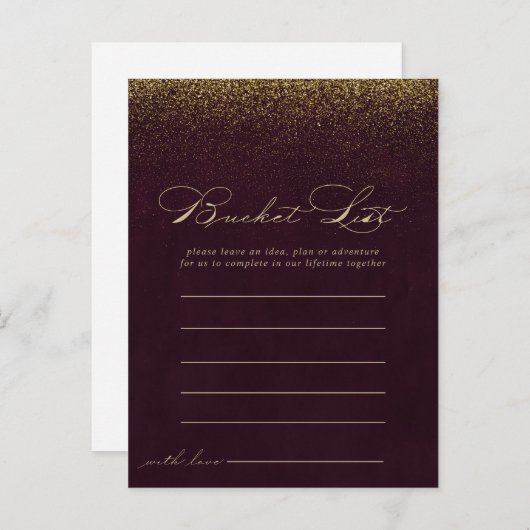 Burgundy Gold Glitzer Bucket List Cards Postkarte (Vorne/Hinten)