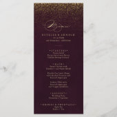 Burgundy Gold Glitzer Calligraphy Dinner Menu Menükarte (Vorderseite)
