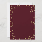 Burgundy Gold Glitzer Confetti Elegante Hochzeit Einladung (Rückseite)