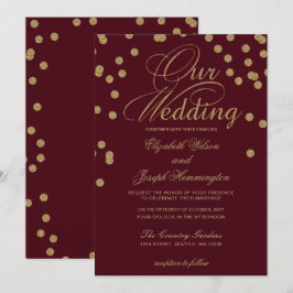 Burgundy Gold Glitzer Confetti Elegante Hochzeit Einladung