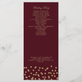 Burgundy Gold Glitzer Confetti Elegante Hochzeit Programm (Rückseite)