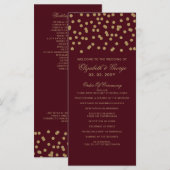Burgundy Gold Glitzer Confetti Elegante Hochzeit Programm (Vorne/Hinten)