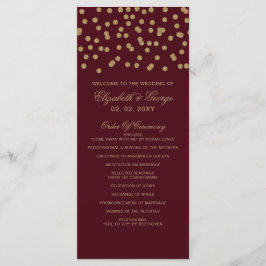 Burgundy Gold Glitzer Confetti Elegante Hochzeit Programm