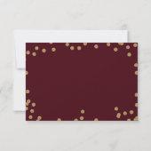 Burgundy Gold Glitzer Confetti Elegante Hochzeit RSVP Karte (Rückseite)