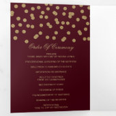 Burgundy Gold Glitzer Confetti Foto Wedding Dreifach-gefaltete Programmkarte (Innen Erste Seite)