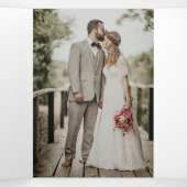 Burgundy Gold Glitzer Confetti Foto Wedding Dreifach-gefaltete Programmkarte (Innenseite Mitte)