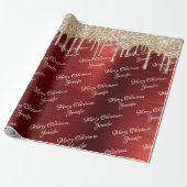  Burgundy Gold Glitzer Drilling Christmas Name Geschenkpapier (Ungerollt)