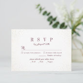 Burgundy Gold Glitzer Einfache Monogramm Hochzeit RSVP Karte (Stehend Vorderseite)