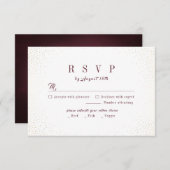 Burgundy Gold Glitzer Einfache Monogramm Hochzeit RSVP Karte (Vorne/Hinten)