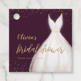 Burgundy Gold Glitzer Elegantes Dress Brautparty Geschenkanhänger