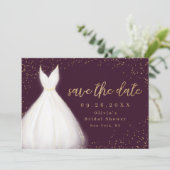 Burgundy Gold Glitzer Elegantes Kleid Save the Dat Save The Date (Stehend Vorderseite)