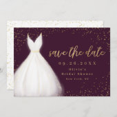 Burgundy Gold Glitzer Elegantes Kleid Save the Dat Save The Date (Vorne/Hinten)