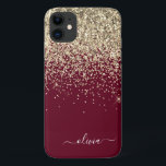 Burgundy Gold Glitzer Girly Monogram Glam Case-Mate iPhone Hülle<br><div class="desc">Gold und Burgundy Imitate sparkle und Dripping Glitzer Brushed Metal Monogram Name and Initial Phone. Das macht den perfekten 16 Geburtstag,  Hochzeit,  Brautparty,  Jubiläum,  Babydusche oder Junggeselinnen-Abschied Geschenk für jemanden,  der Lieben glamourösen Luxus und schicke Stile.</div>