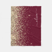 Burgundy Gold Glitzer Girly Monogram Glam Fleecedecke (Vorderseite)