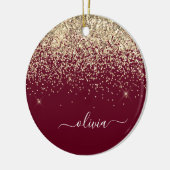 Burgundy Gold Glitzer Girly Monogram Glam Keramik Ornament (Links)