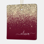 Burgundy Gold Glitzer Girly Monogram Glam Keramikornament (Links)