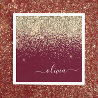 Burgundy Gold Glitzer Girly Monogram Glam