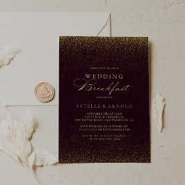 Burgundy Gold Glitzer Hochzeitsfrühstück Einladung