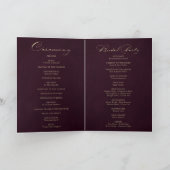 Burgundy Gold Glitzer Kalligrafie FaltenWedding Programm (Innenseite)