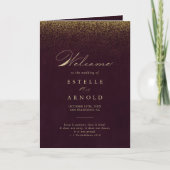 Burgundy Gold Glitzer Kalligrafie FaltenWedding Programm (Vorderseite)