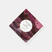 Burgundy Gold Glitzer Marble Wedding Napkins Serviette (Ecke)