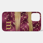 Burgundy Gold Glitzer Script Mit Monogramm Case-Mate iPhone Hülle (Rückseite (Horizontal))